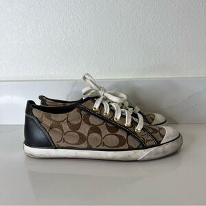 Coach Barrett Sneakers Signature Canvas Lace-Up Brown Size 8B